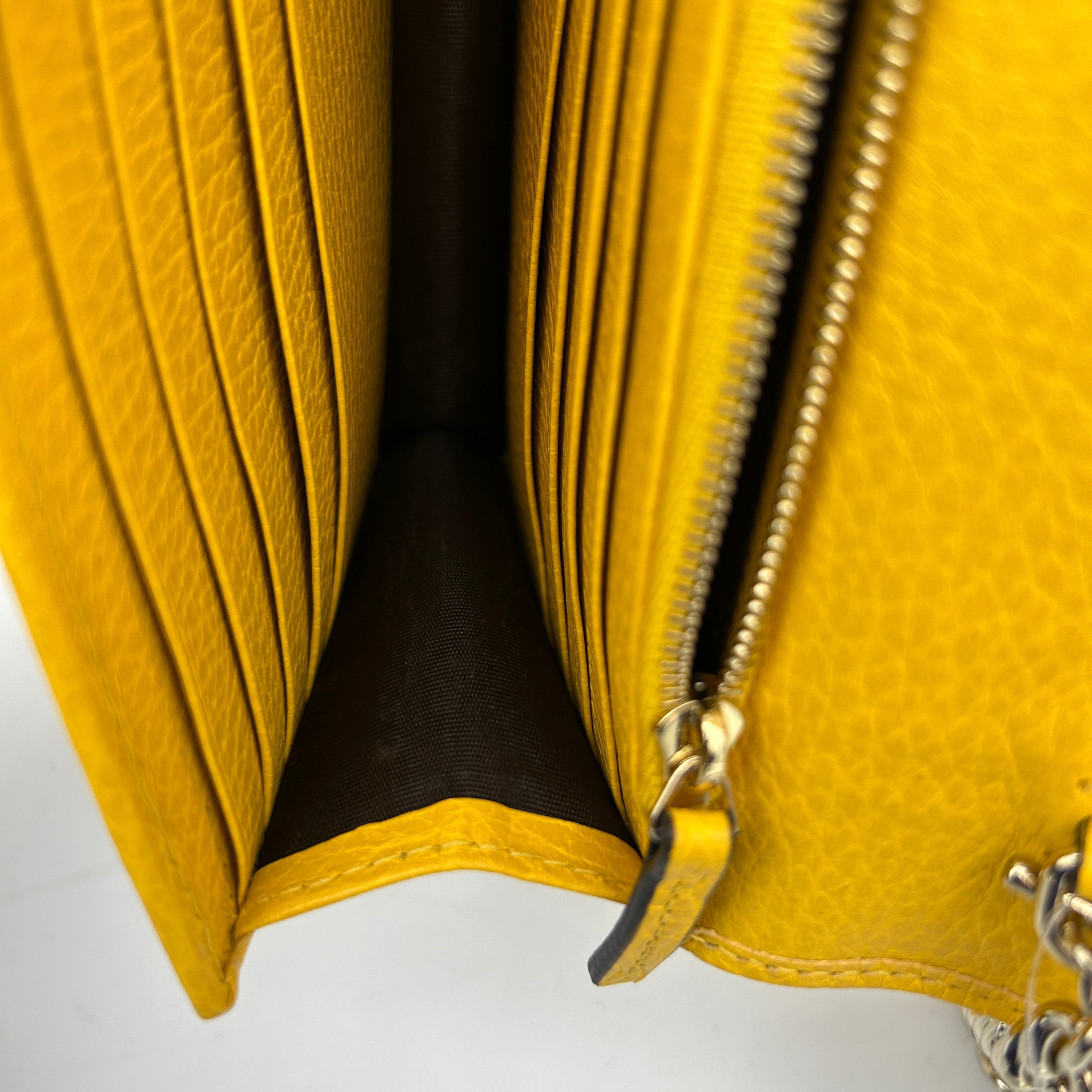 Gucci Interlocking Yellow Leather Clutch Bag