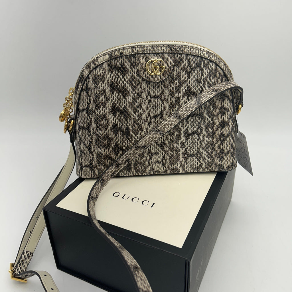 GUCCI Snakeskin GG Small Ophidia Dome Shoulder Bag Roccia gu6684cc