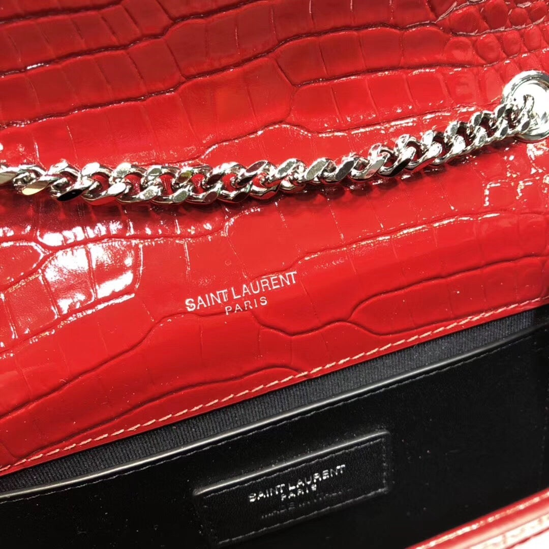 YSSL Kate Small Chain Bag With Tassel In Embossed Burgundy For Women 7.8in/20cm YSLÂ 