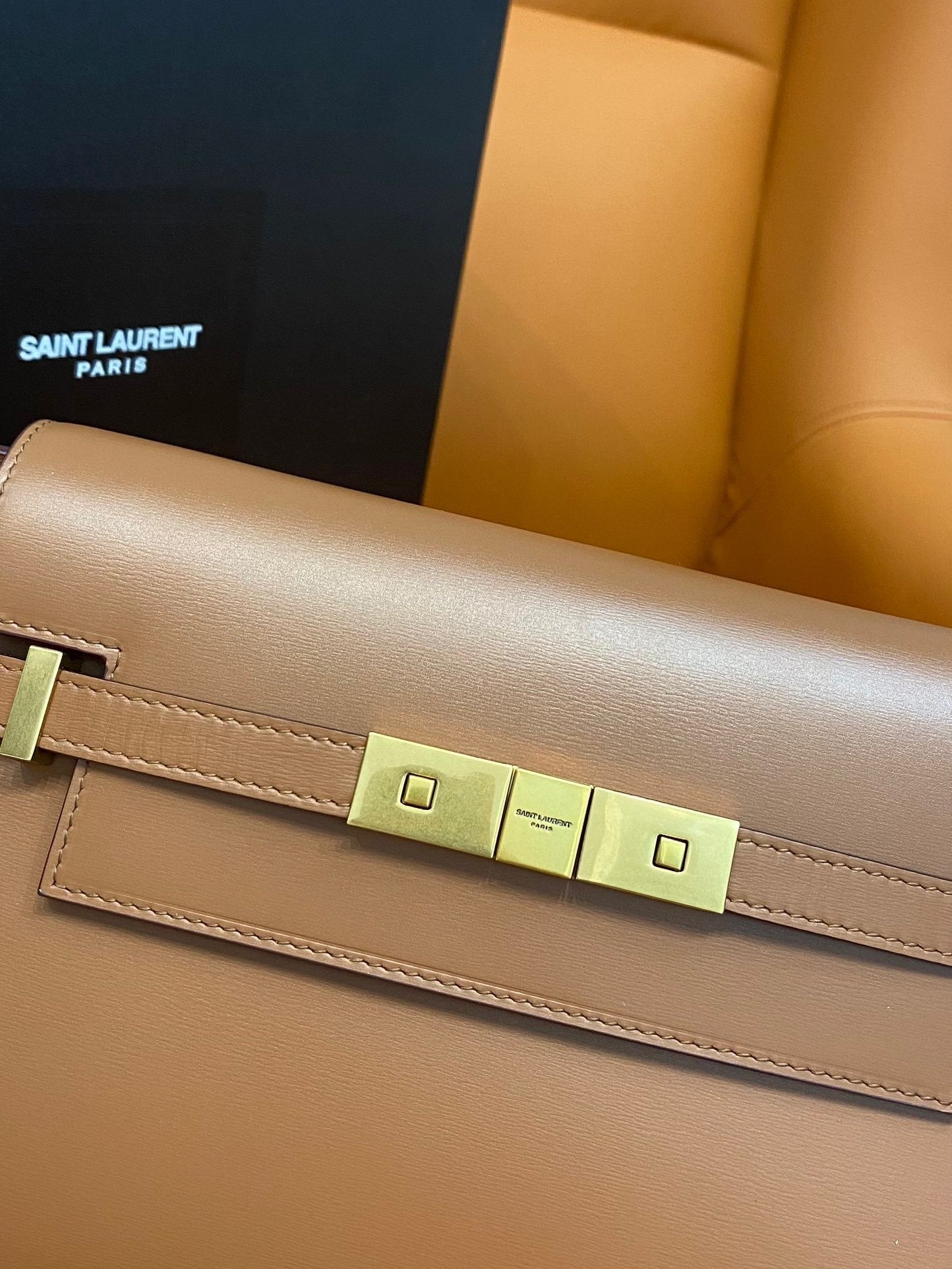 Manhattan Small Shoulder Bag Brown For Women 9.4in/24cm YSL 6756260SXPW6362