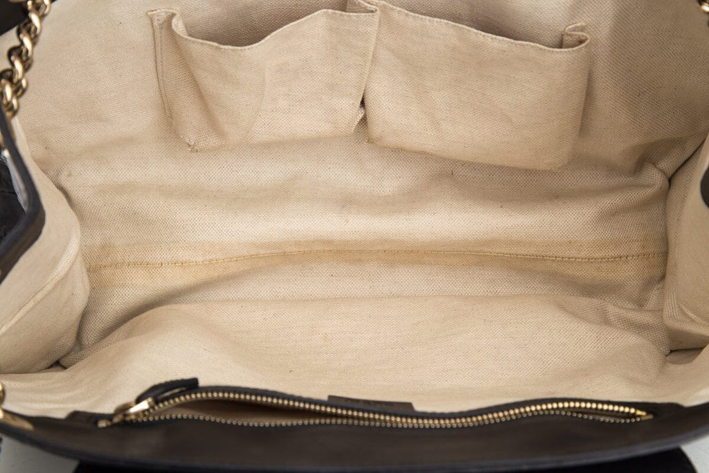 Gucci Black Guccissima Chain Shoulder Handbag