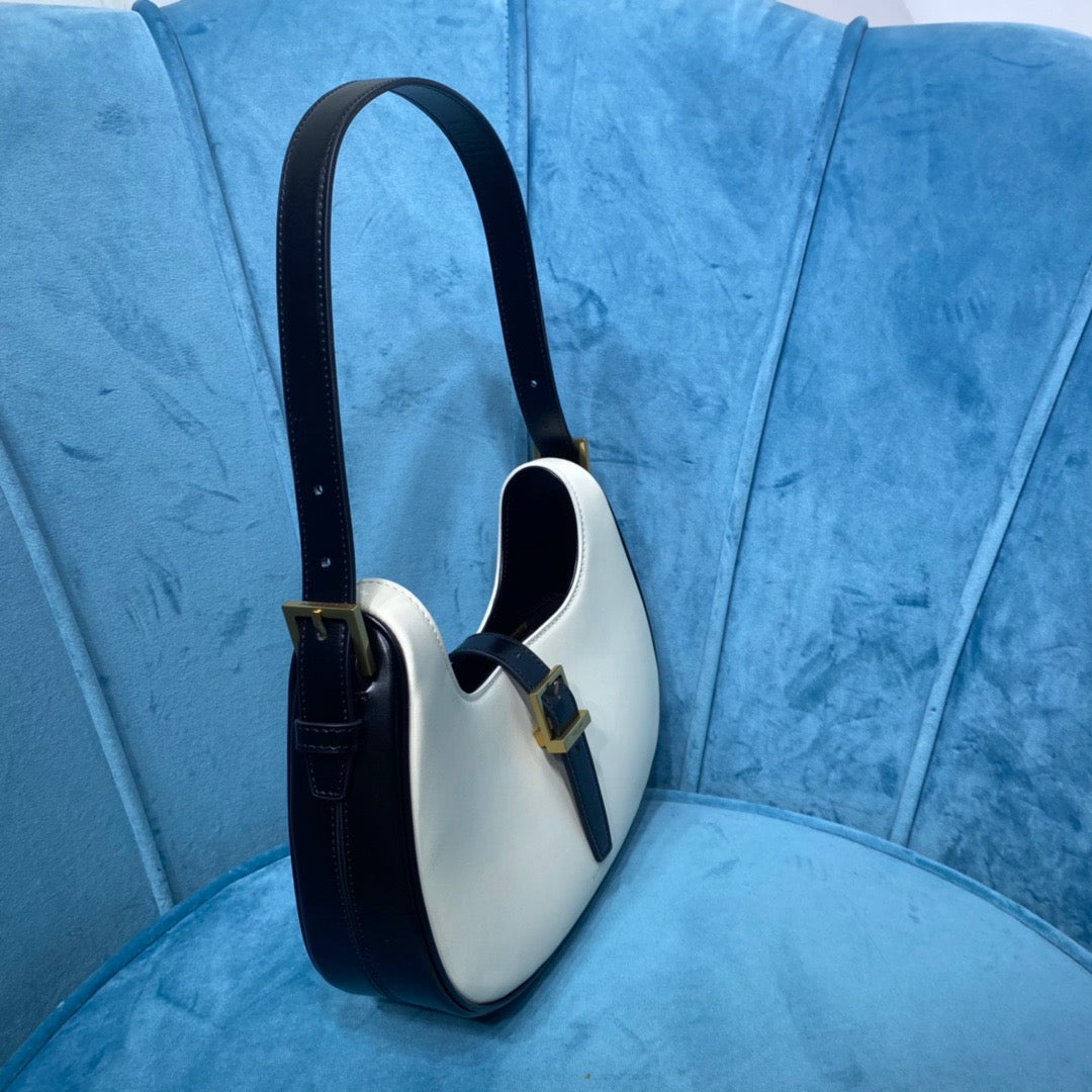 Top Quality Le Fermoir Hobo Bag White/Black For Women 9.5in/24cm YSLÂ 