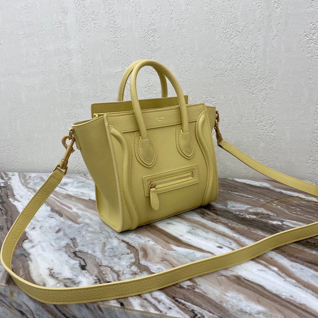 Top Quality Nano LuGucciage Bag In Drummed Yellow For WomLB 8in/20cm