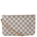LOUIS VUITTON Neverfull MM Damier Azur Pochette Wristlet Pouch Rose Ballerine
