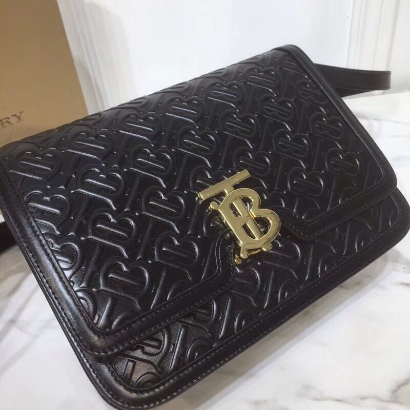 Burberry Small TB Crossbody Bag Quilted Monogram Black For Women, Bags 8.3in/21cm