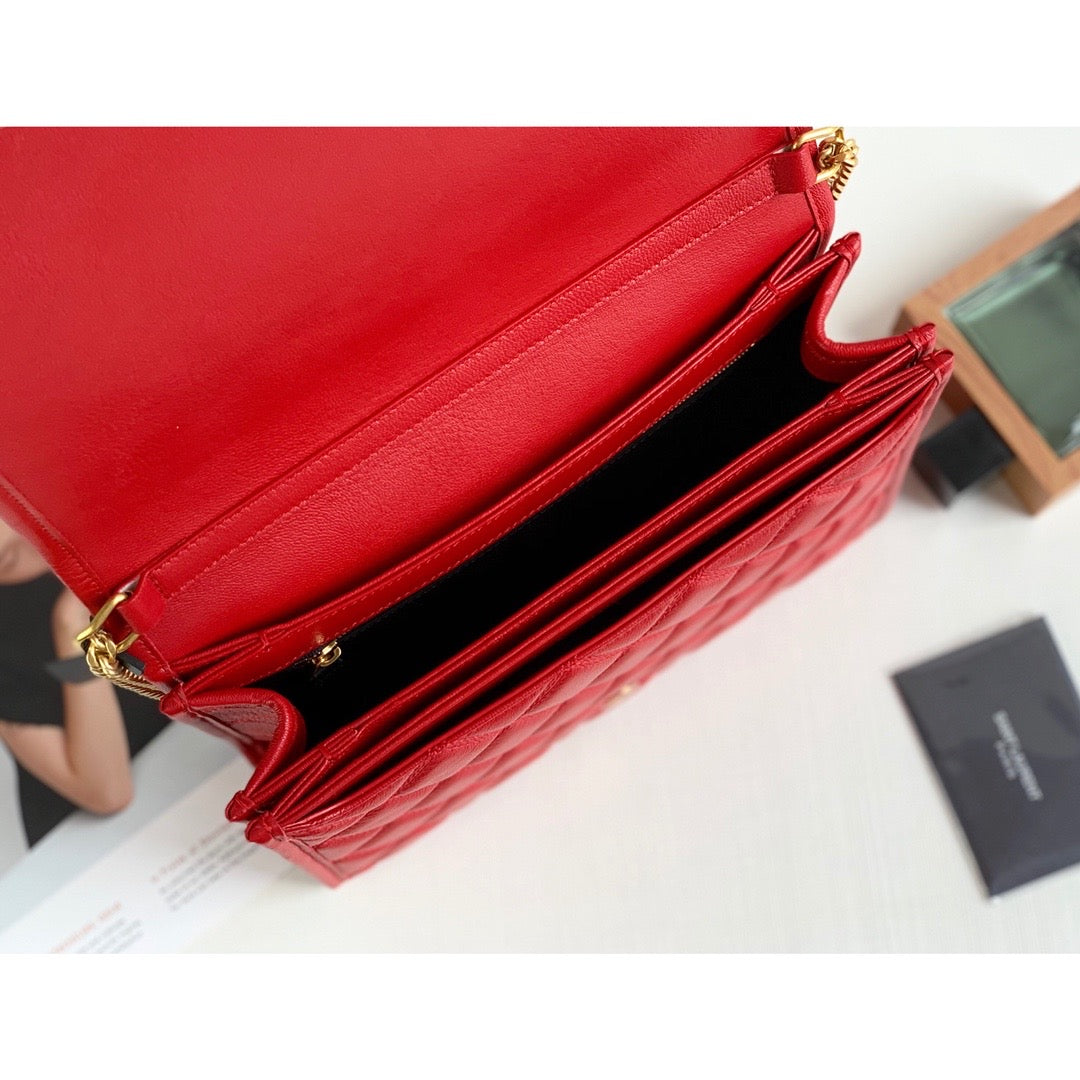 Saint Laurent Becky Small Shoulder Bag Red For Women 10.5in/27cm YSL