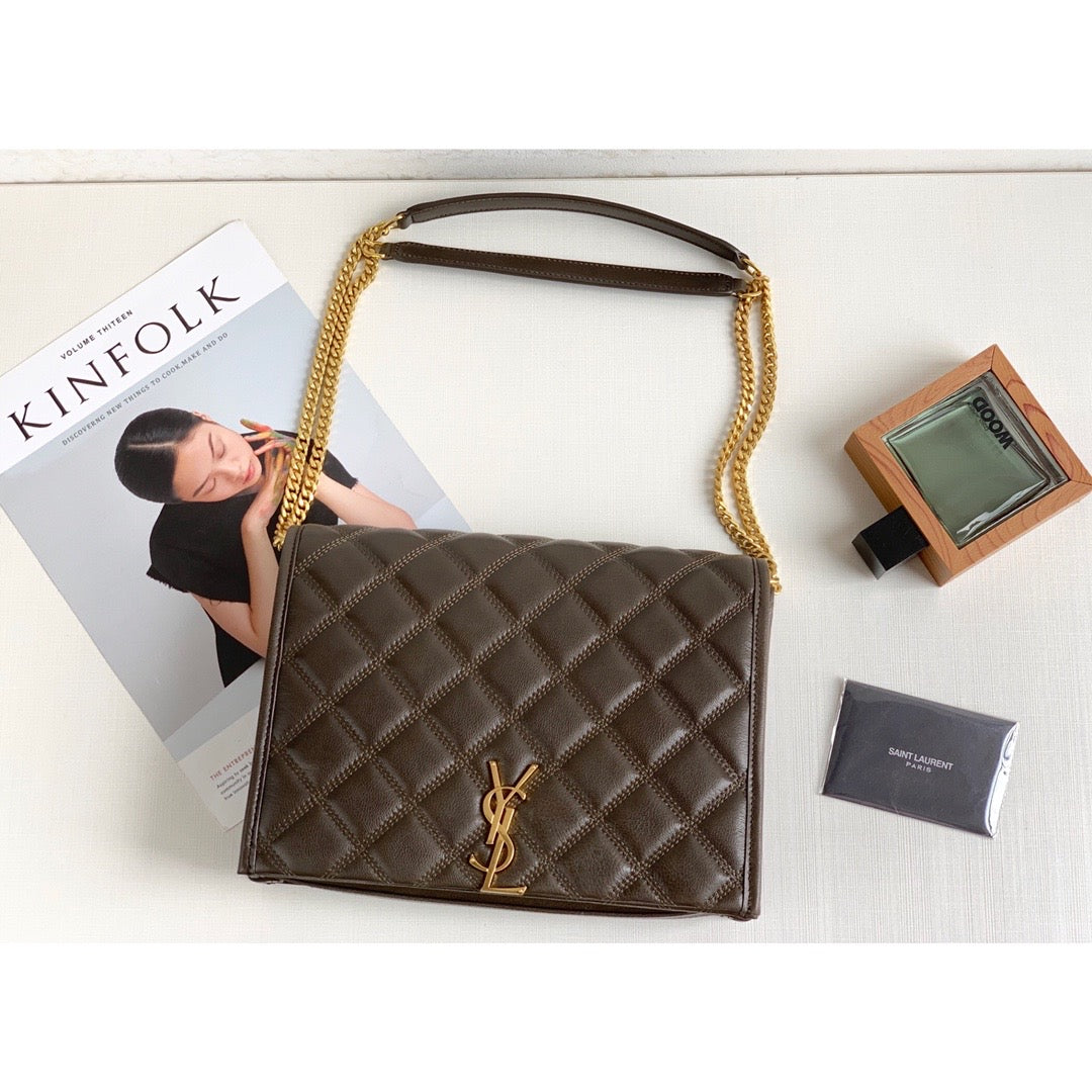 Saint Laurent Becky Small Shoulder Bag Brown For Women 10.5in/27cm YSL