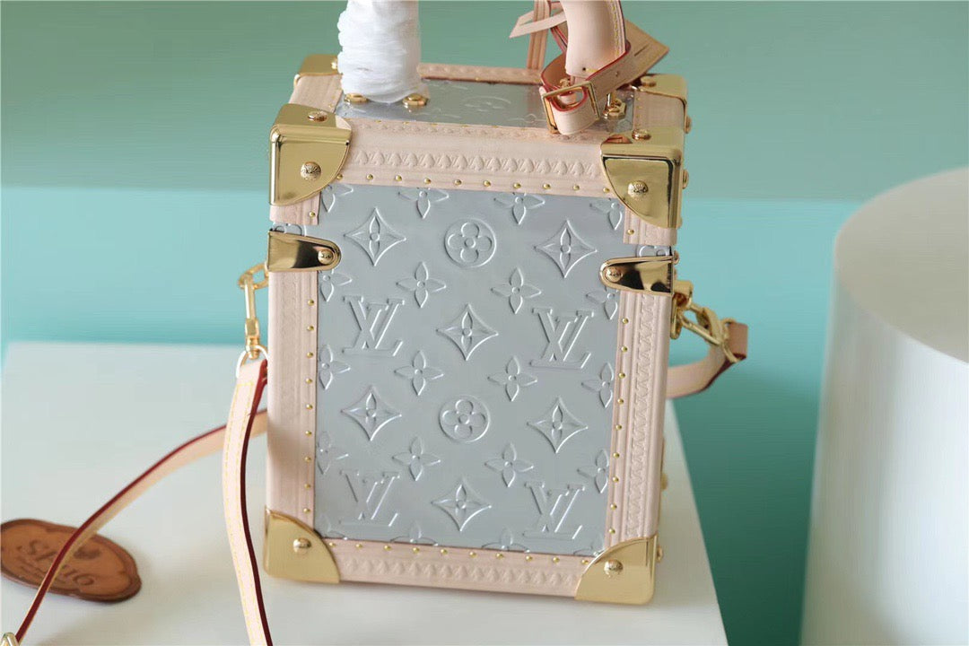 Louis Vuitton The Camera Box Monogram Empreinte By Nicolas Ghesquiere Light Blue/Light Pink For Women,  Shoulder And Crossbody Bags 6.3in/16cm Louis Vuitton