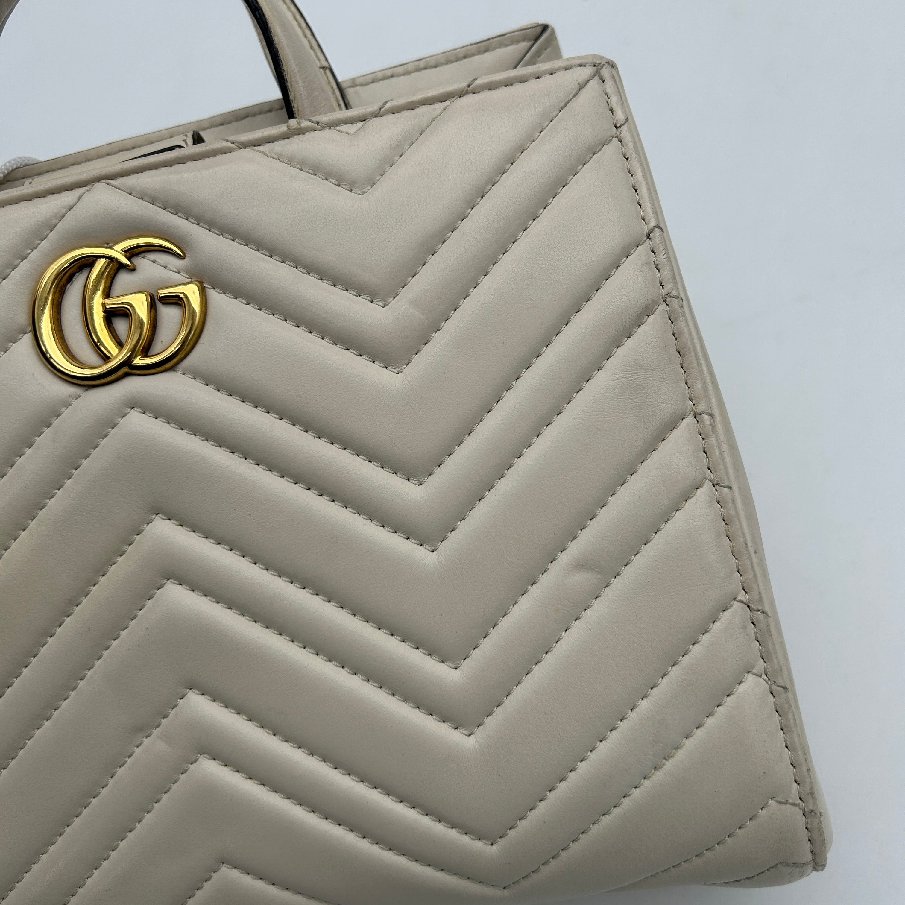 Gucci GG Marmont White Leather Shoulder Bag Medium