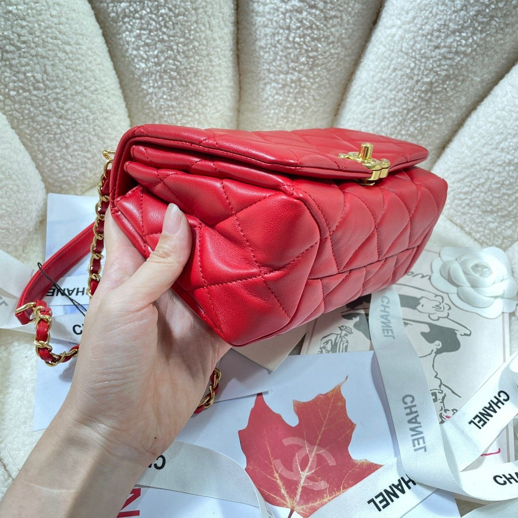 Chanel GlamIap Bag Gold Hardware Red For Women Handbags, Shoulder Bags 7.9in/20cm AS3366