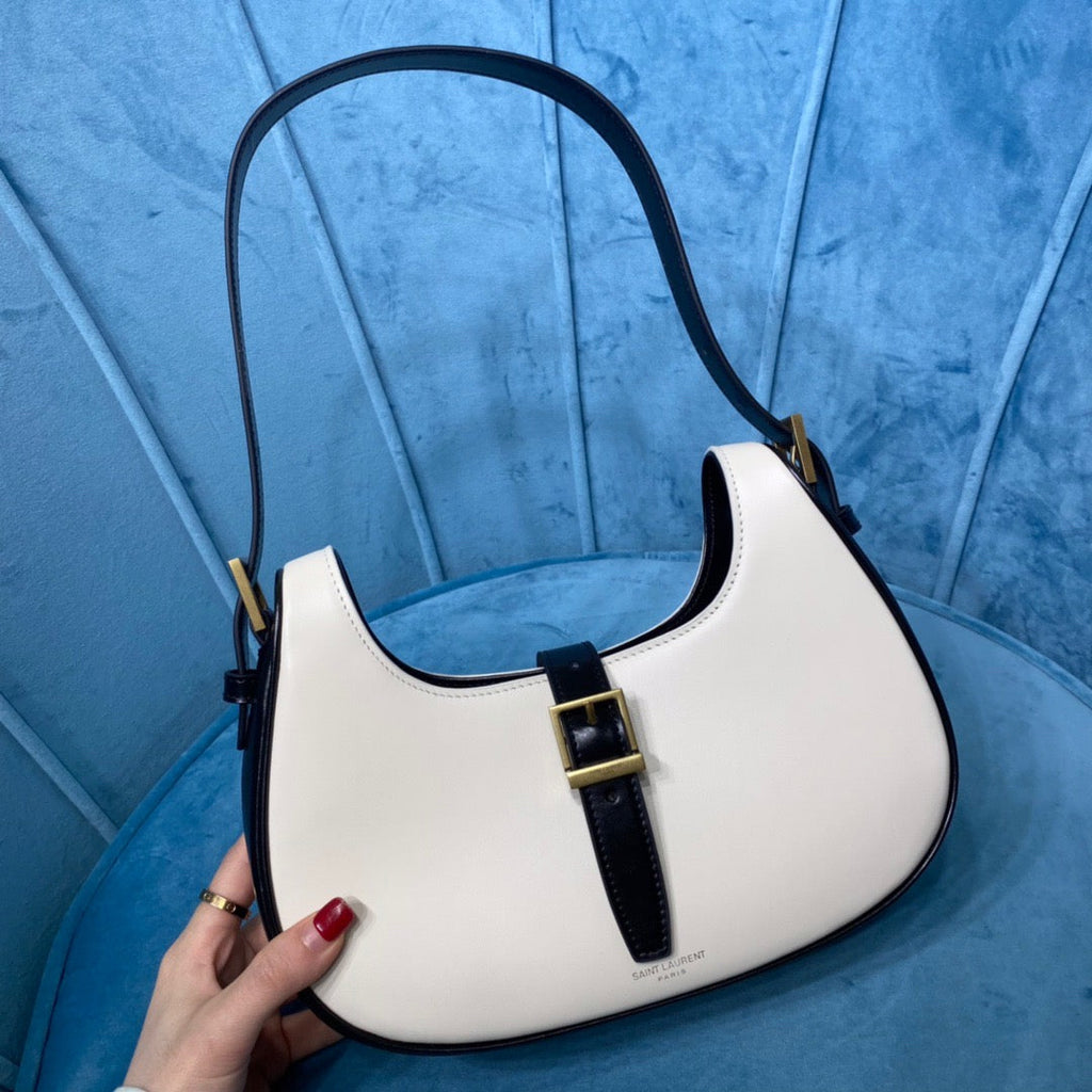 Top Quality Le Fermoir Hobo Bag White/Black For Women 9.5in/24cm YSLÂ 