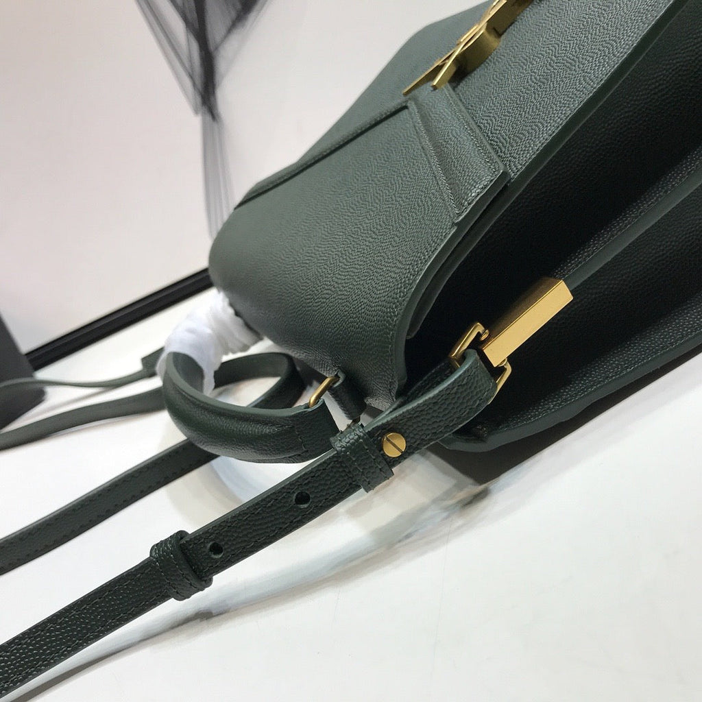 YSSL Cassandra Medium Top Handle Bag In Grain Dark Green For Women 9in/24.5cm YSL