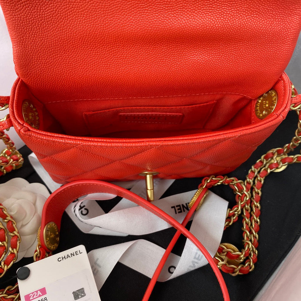 ChanelMini Flap Bag With Top Handle Gold Hardware Red For Women, Women’s Handbags, Shoulder Bags 7.9in/20cm AS2431 