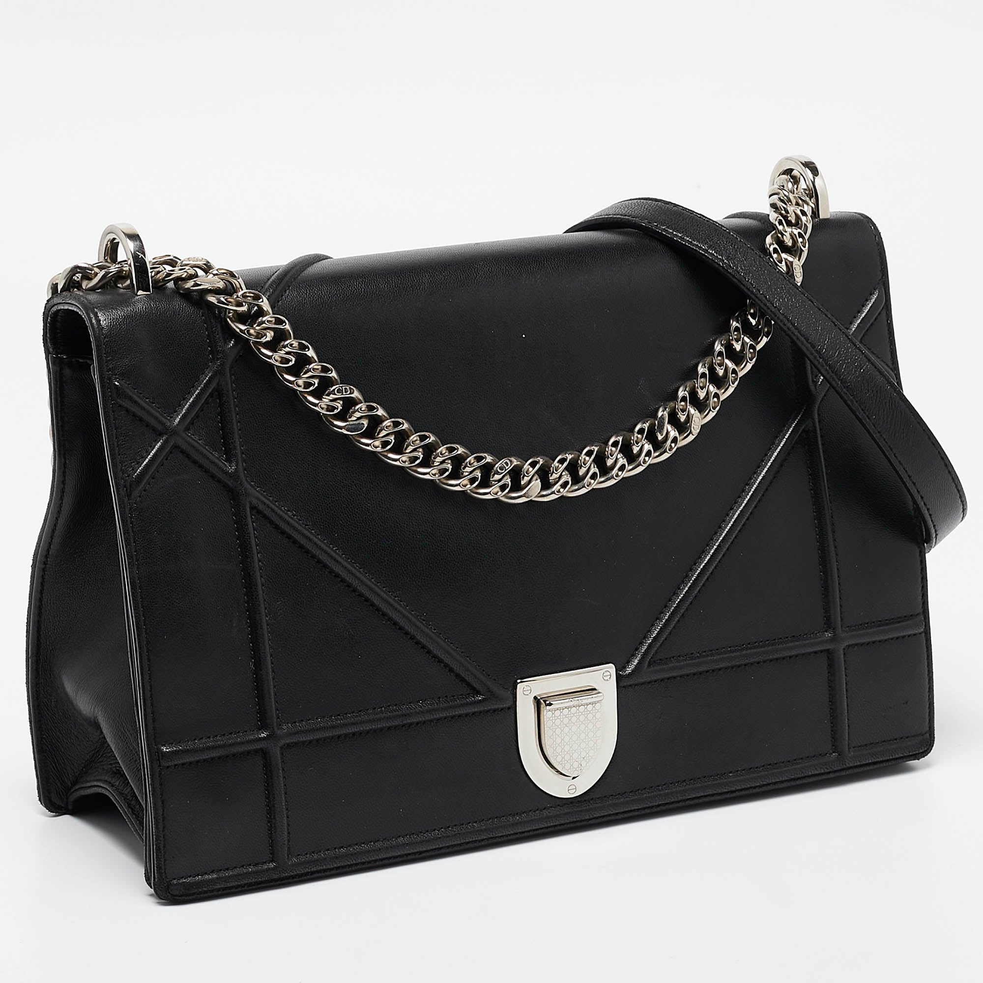 Dior Black Leather Large Diorama Flap Shoulder Bag