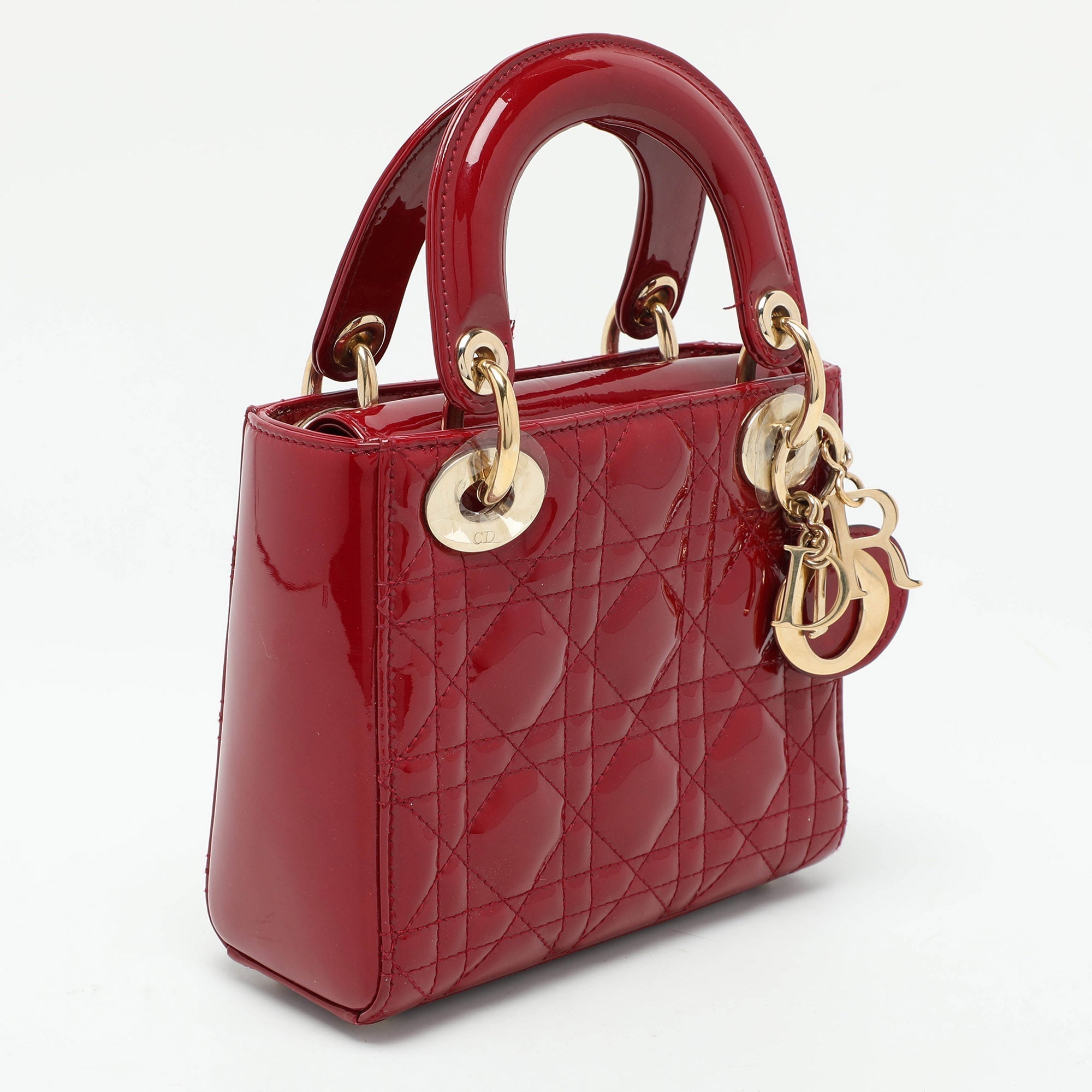 Dior Red Cannage  Leather Mini Chain Lady Dior Tote
