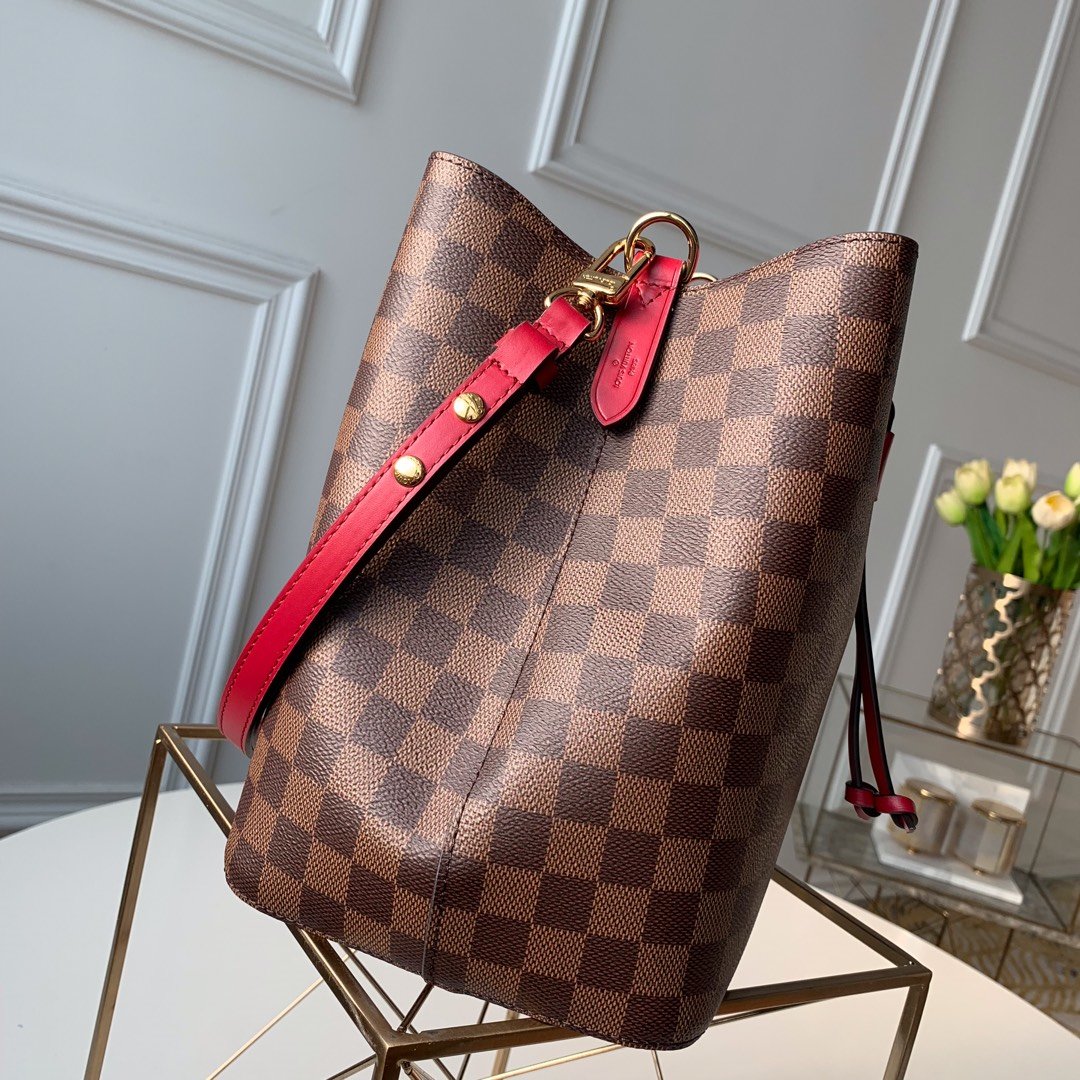 Louis Vuitton NeoNoe MM Bucket Bag Damier Ebene Canvas Cherry Berry For Women,  Shoulder And Crossbody Bags 10.2in/26cm Louis Vuitton N40214