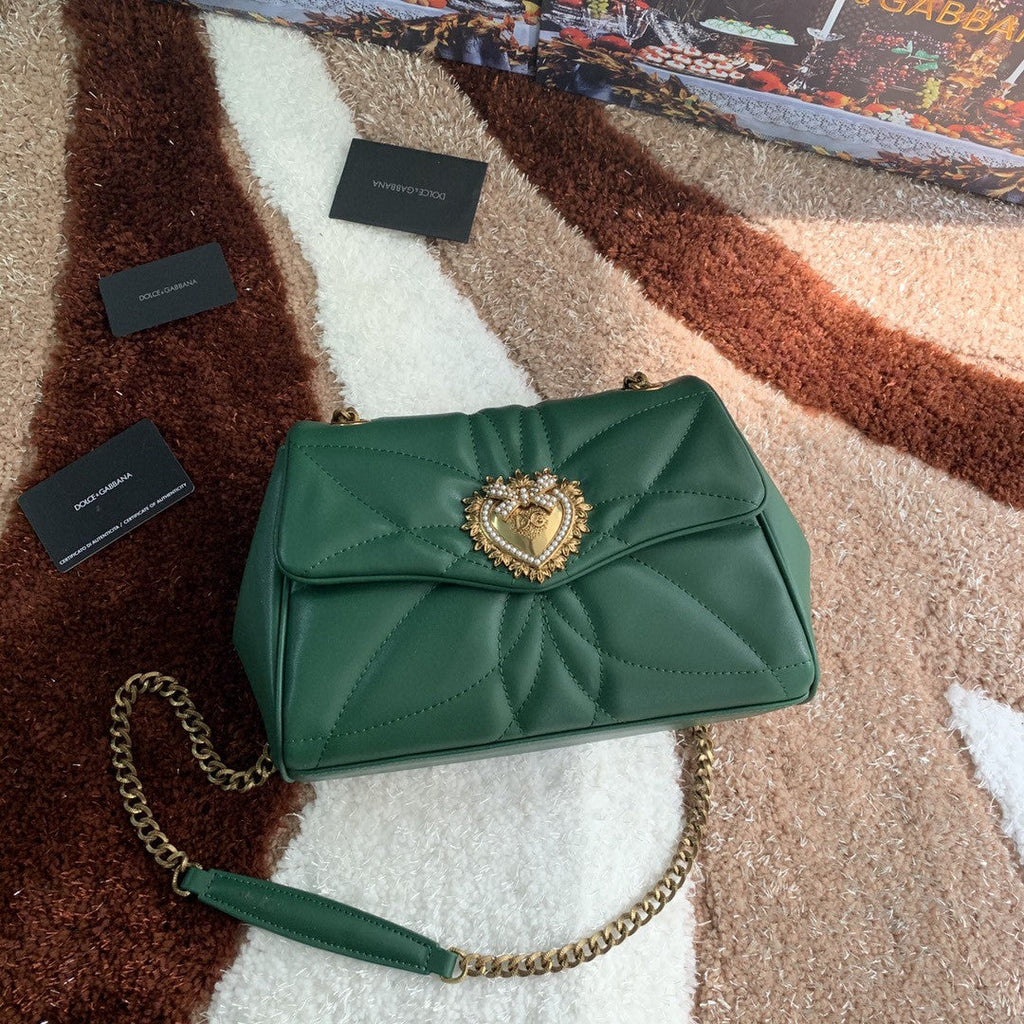 MeGLAMIum Devotion Shoulder Bag In Quilted Nappa Green For Women 10.2in/26cm GLAMI