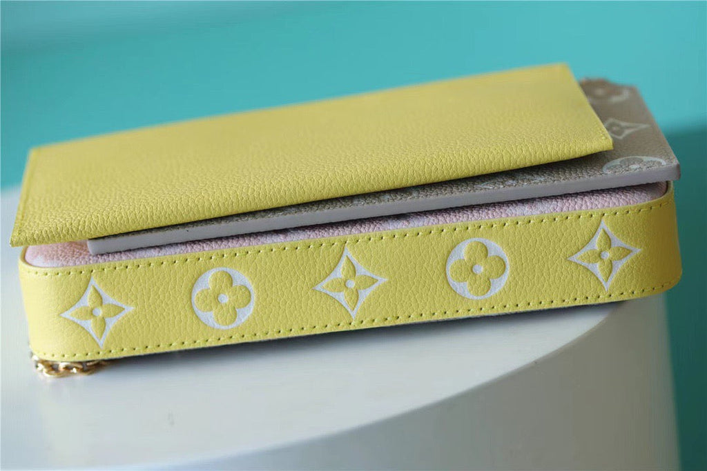Louis Vuitton Pochette Felicie Monogram Empreinte Pink/ Beige/ Yellow For Women,  Shoulder And Crossbody Bags 21cm/8.3in Louis Vuitton M81359