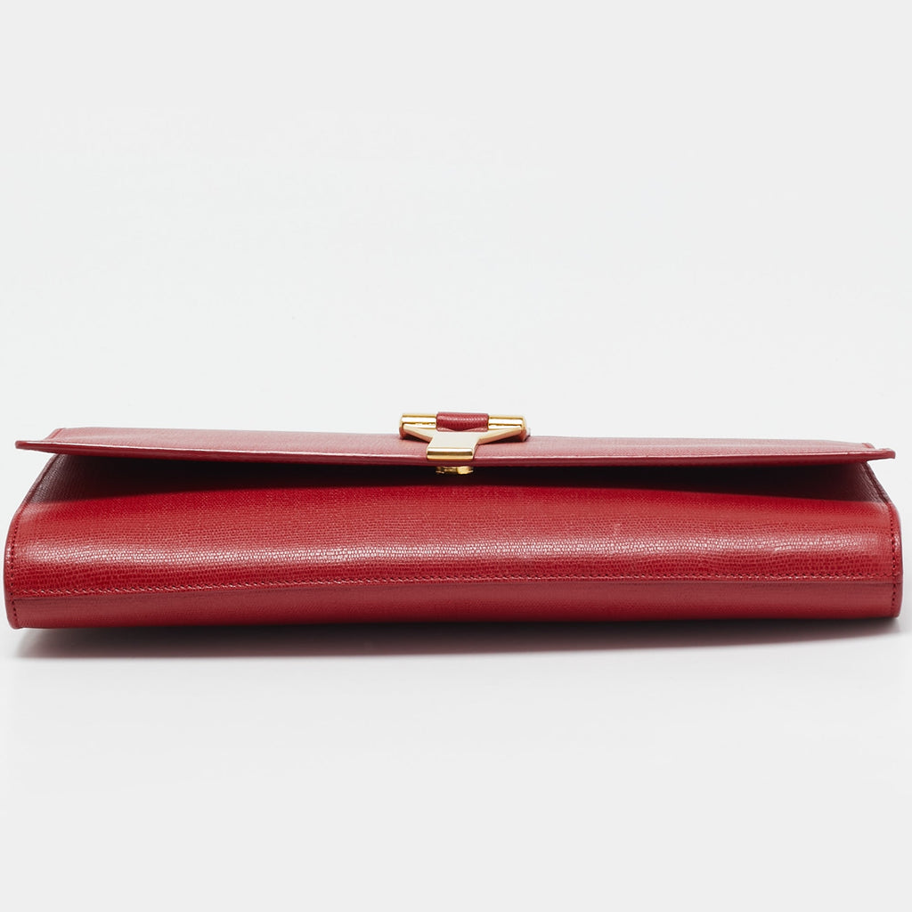 Saint Laurent Red Leather Ligne Y Clutch
