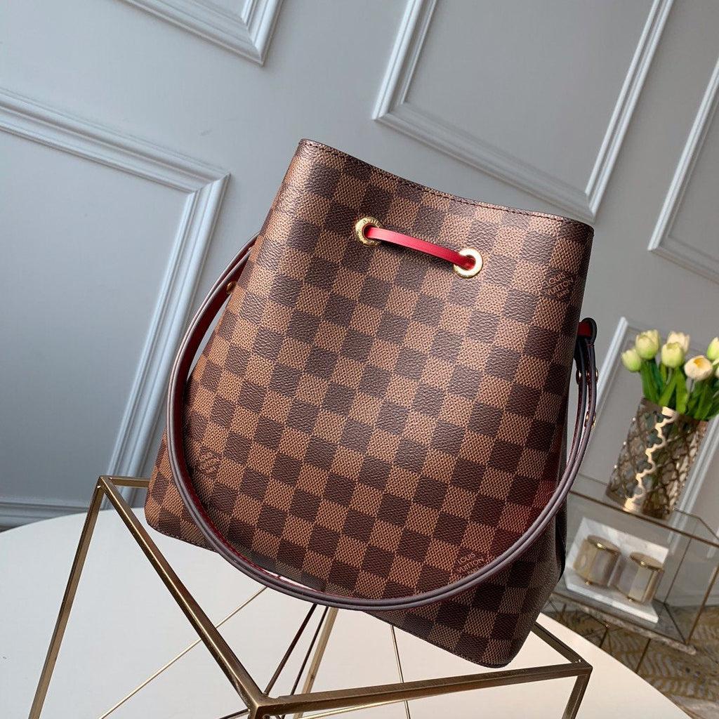 Louis Vuitton NeoNoe MM Bucket Bag Damier Ebene Canvas Cherry Berry For Women,  Shoulder And Crossbody Bags 10.2in/26cm Louis Vuitton N40214