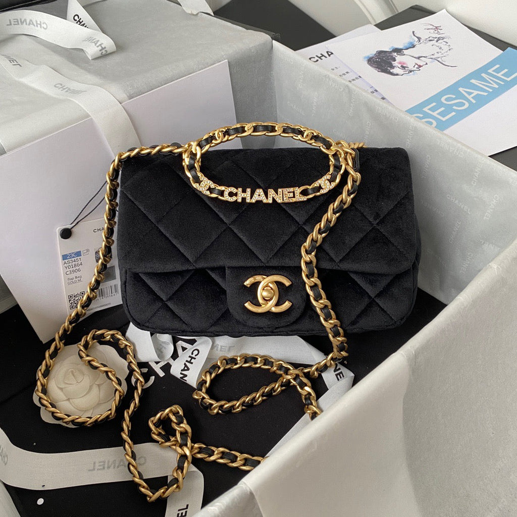 Chanel GlamIap Bag Gold Hardware Black For Women Handbags, Shoulder Bags 9.4in/24cm AS3451