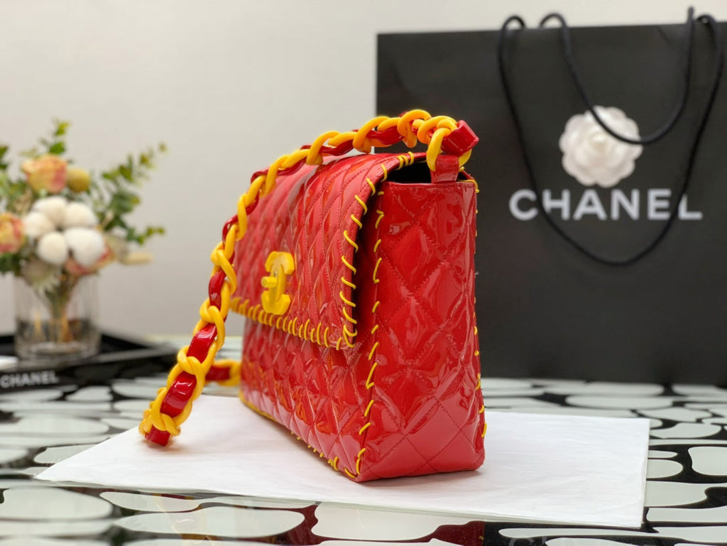 CHLVinyl Classic Red and Yellow Shoulder bag For Women 29cm/11.5in