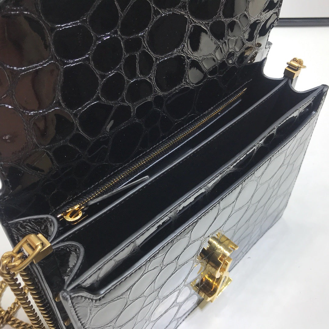 YSSL Cassandra Small Crossbody Bag With Stone Print Black For Women 7in/19cm YSL