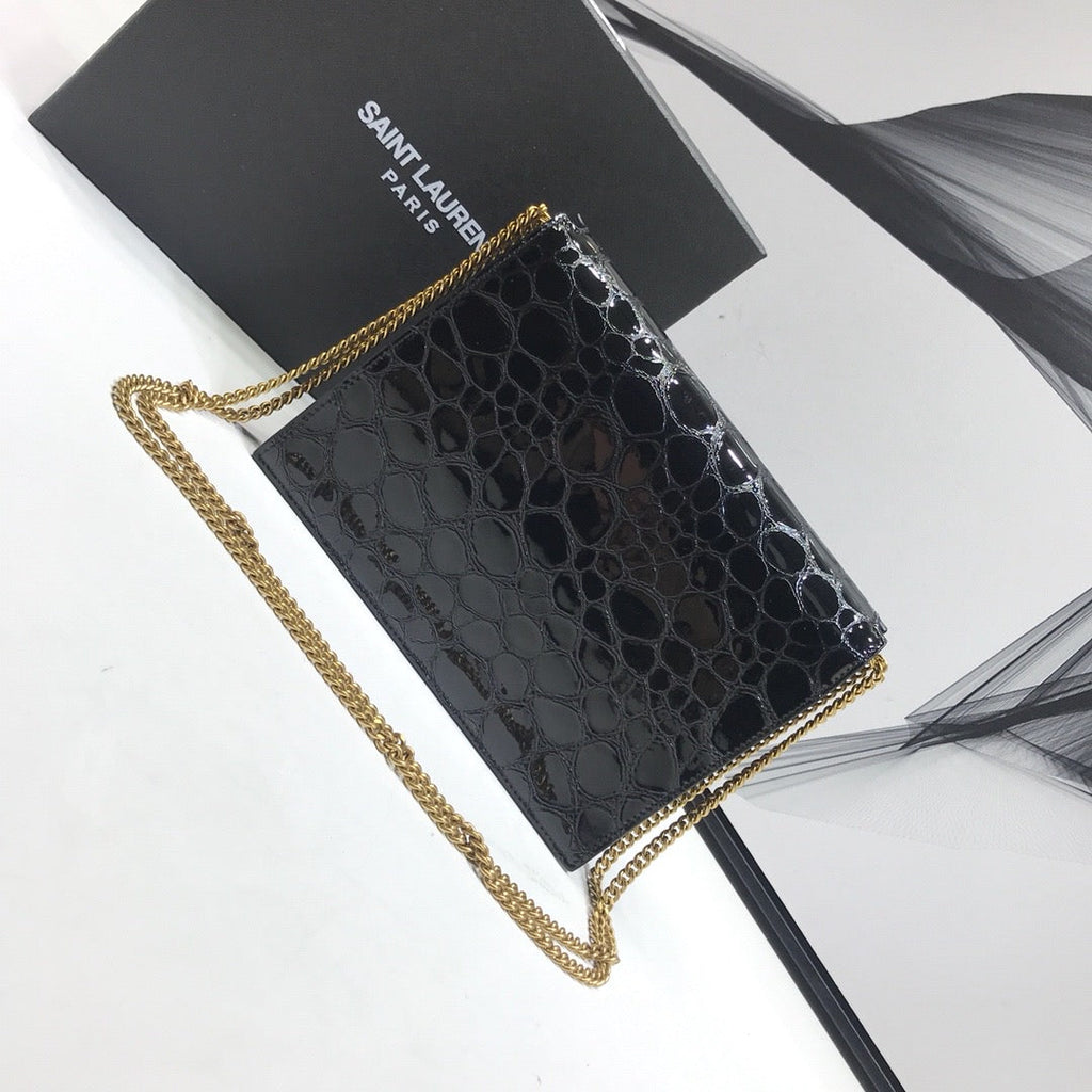 Cassandra Small Crossbody Bag With Stone Print Black For Women 7.4in/19cm YSL