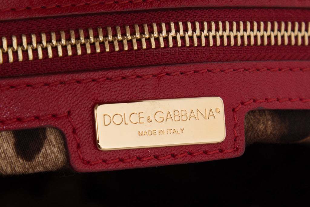 DolCeline & Gabbana Red Fur & Leather Shoulder Bag