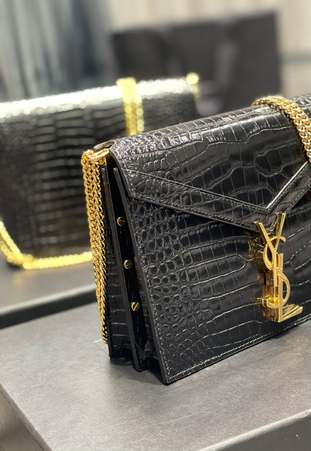 YSSL Cassandra Medium Chain Bag Black For Women 8in/22cm YSL