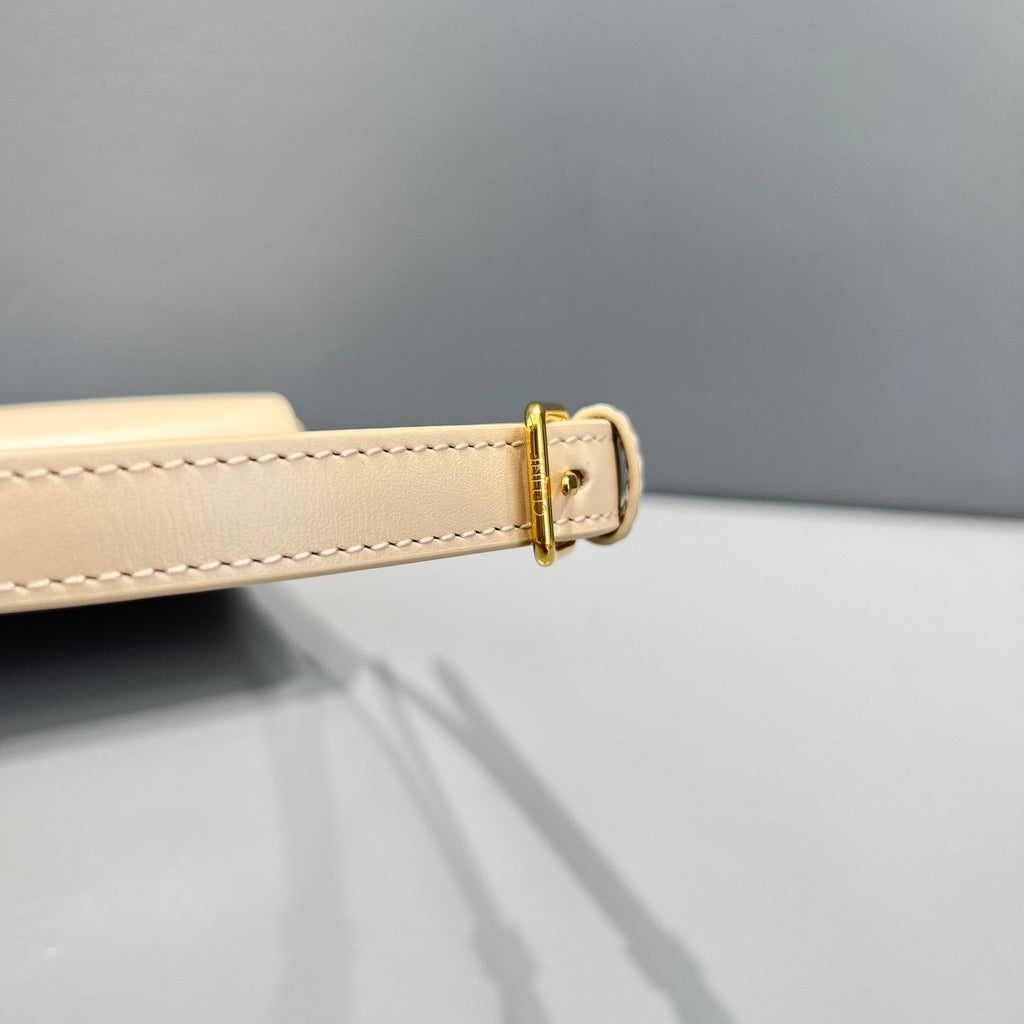 Celine Triomphe Shoulder Bag Beige For Women 8in/20.5cm