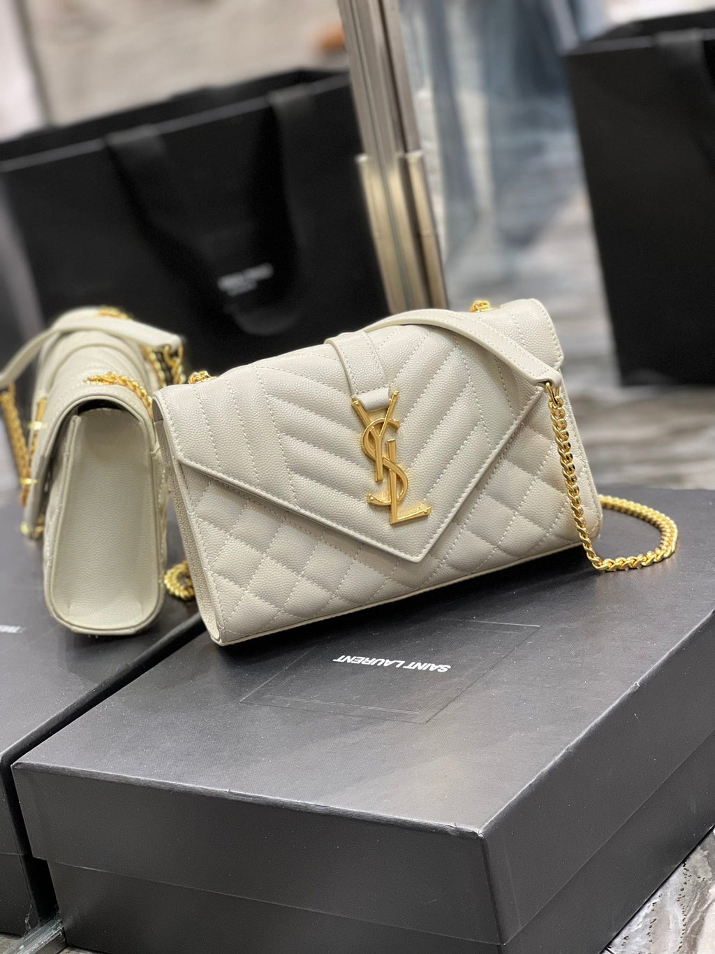 YSSL Small Bag White In Mix Matelasse For Women 8in/21cm YSL 600195BOW919207