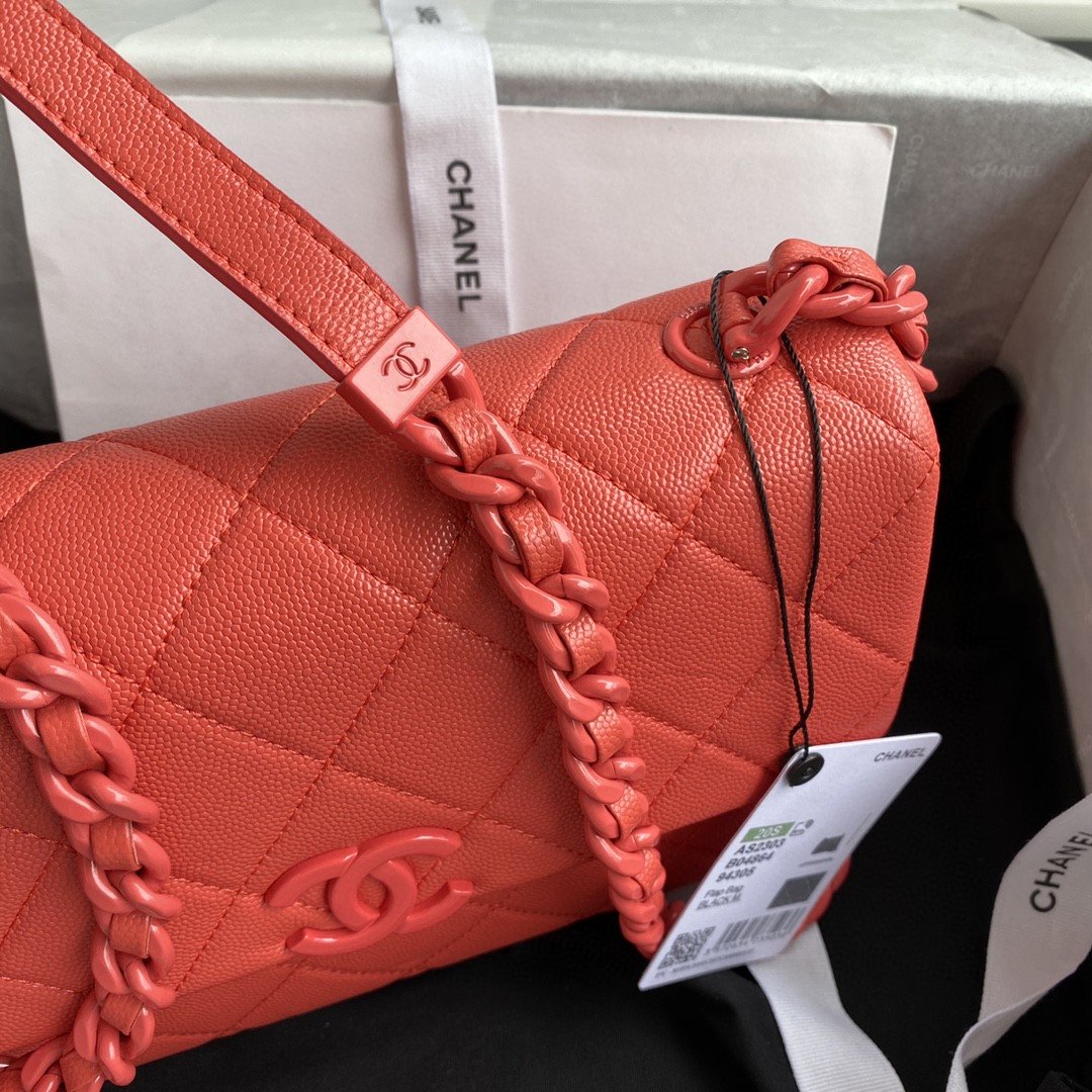 ChanelGlamIap Bag Red Hardware Grained Red For Women Handbags, Shoulder Bags 9.4in/24cm AS2303