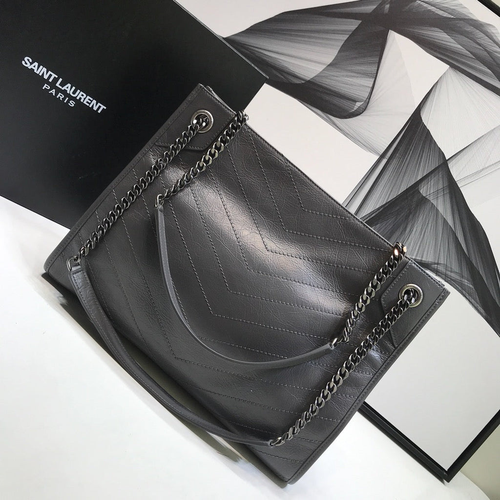 YSSL Niki Medium Shopping Bag Gray For Women 12in/32cm YSL 577999