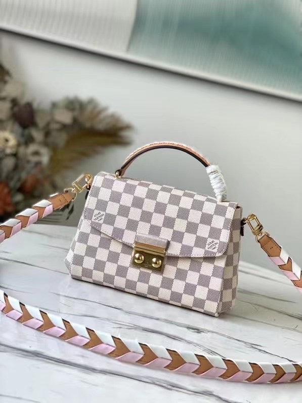 Louis Vuitton Croisette Damier Azur Canvas Pink For Women, WoHandbag, Shoulder And Crossbody Bags 9.8in/25cm Louis Vuitton N50053