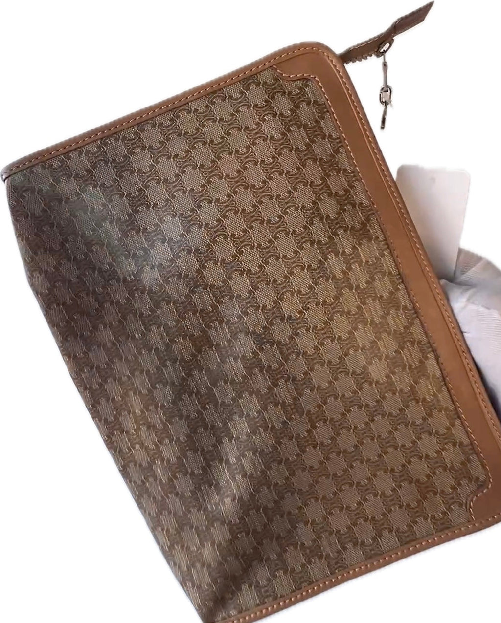 Celine Clutch Zipper Color: Gray/Tan | Size: Os | Laetitiahussain's Closet ce5804cc