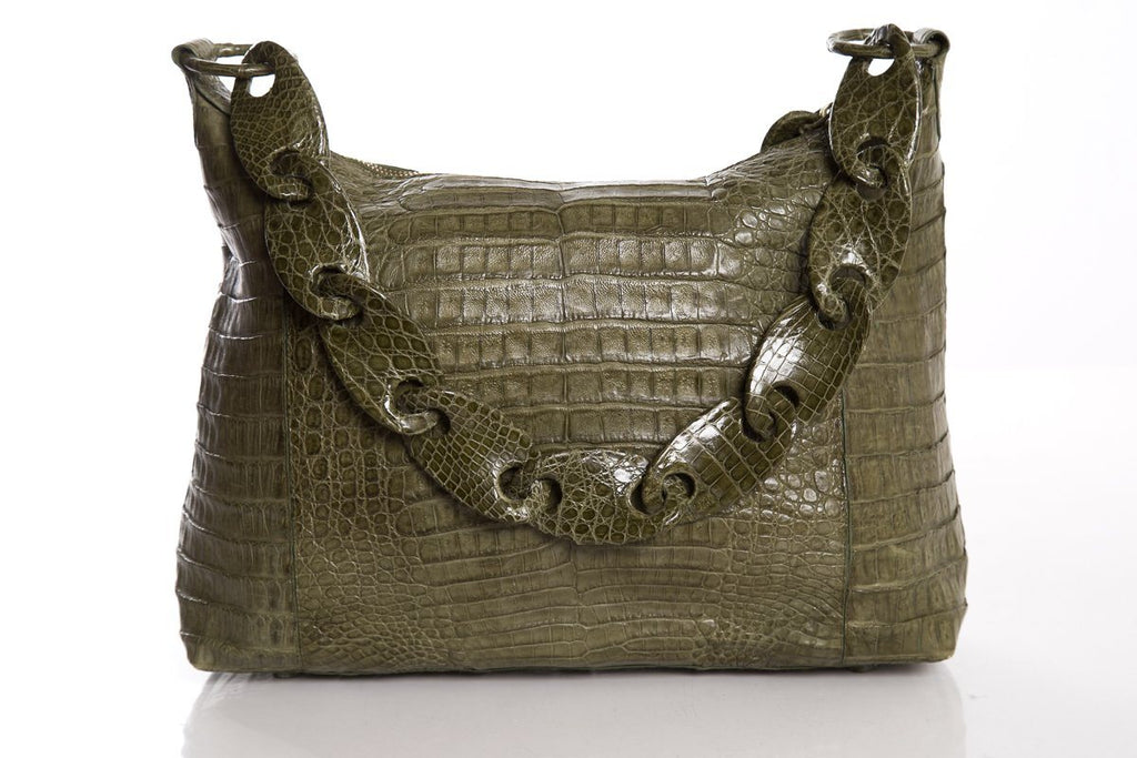 Nancy Gonzalez Green Genuine Crocodile Shoulder Bag