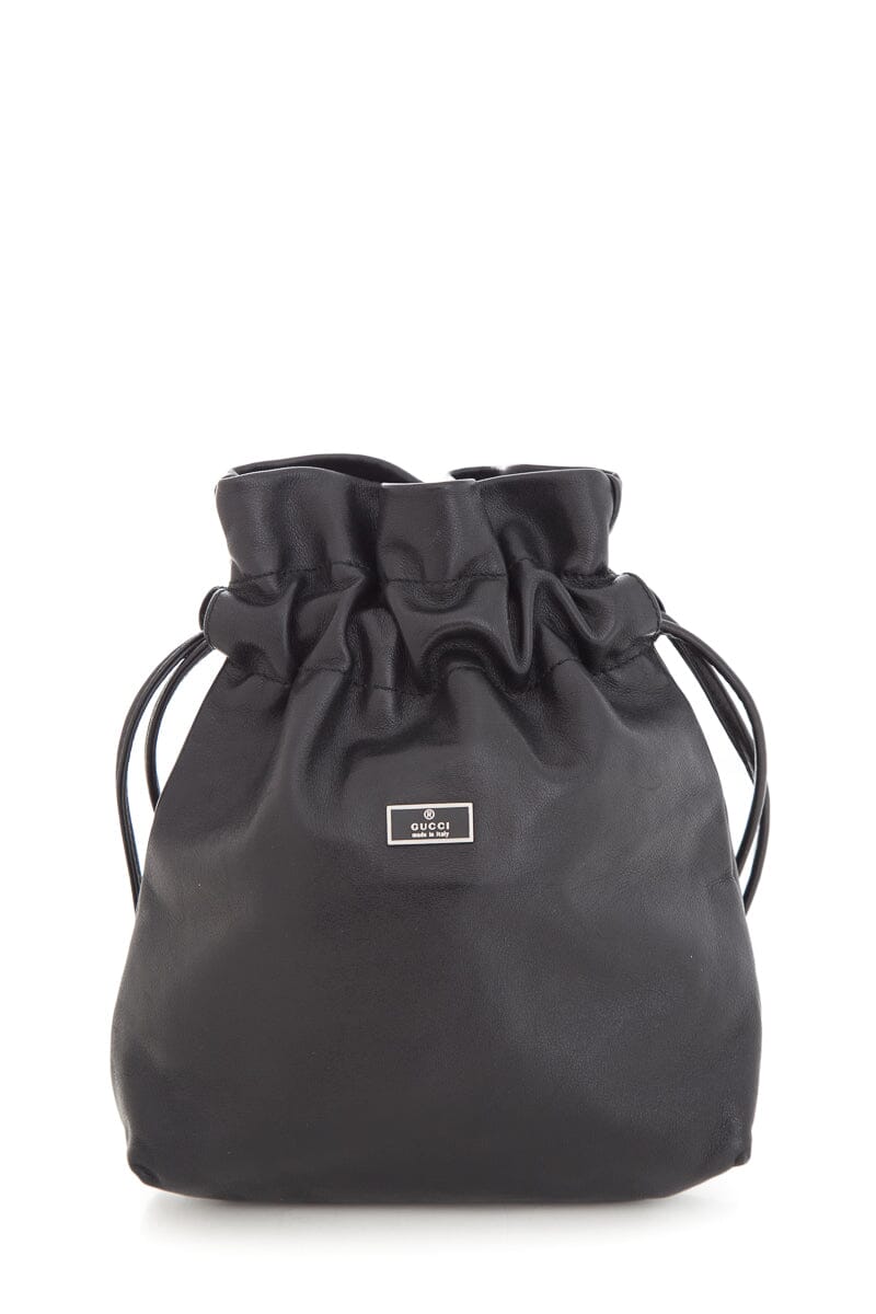 Gucci Vintage Black Leather Bucket Shoulder Bag