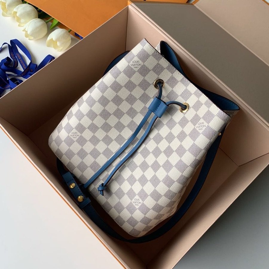 Louis Vuitton NeoNoe MM Bucket Bag Damier Azur Canvas Bleuet Blue For Women,  Shoulder And Crossbody Bags 10.2in/26cm Louis Vuitton N40153