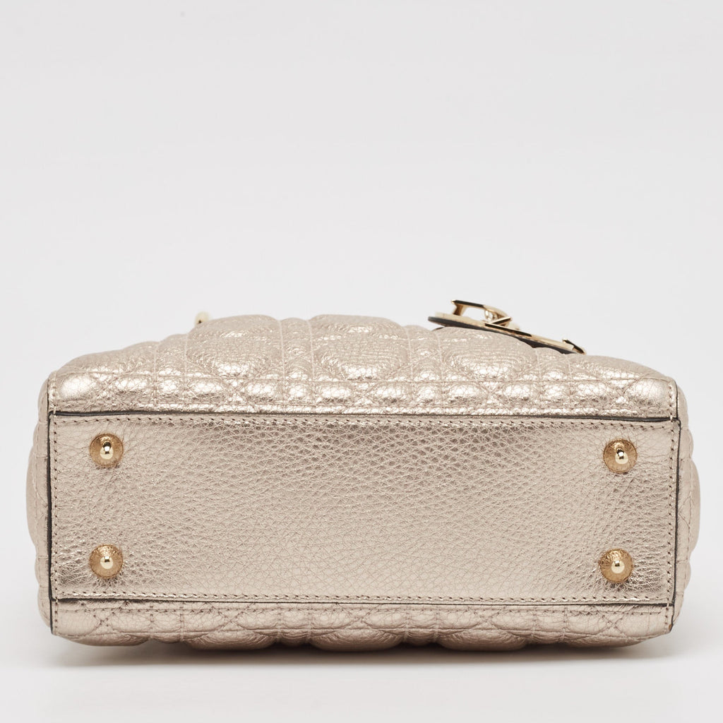 Dior Rose Gold Cannage Leather Small Soft Lady Dior Tote