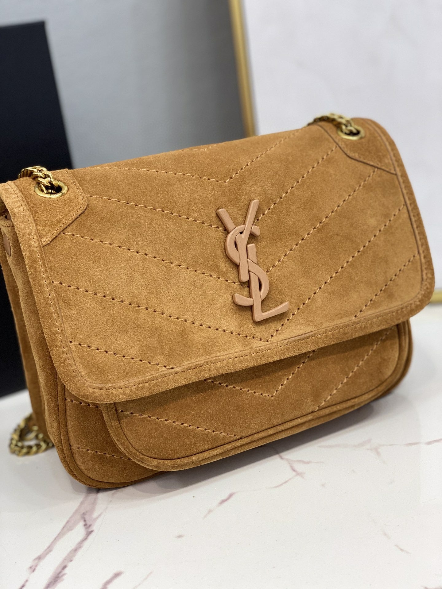 YSSL Niki Baby Chain Bag Brown For Women 8in/21cm YSL