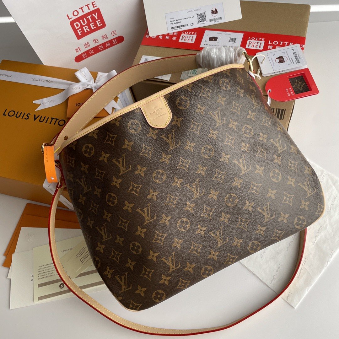 Louis Vuitton Delightful PM Monogram Canvas Natural For Women,  Shoulder Bags 33cm Louis Vuitton M40352