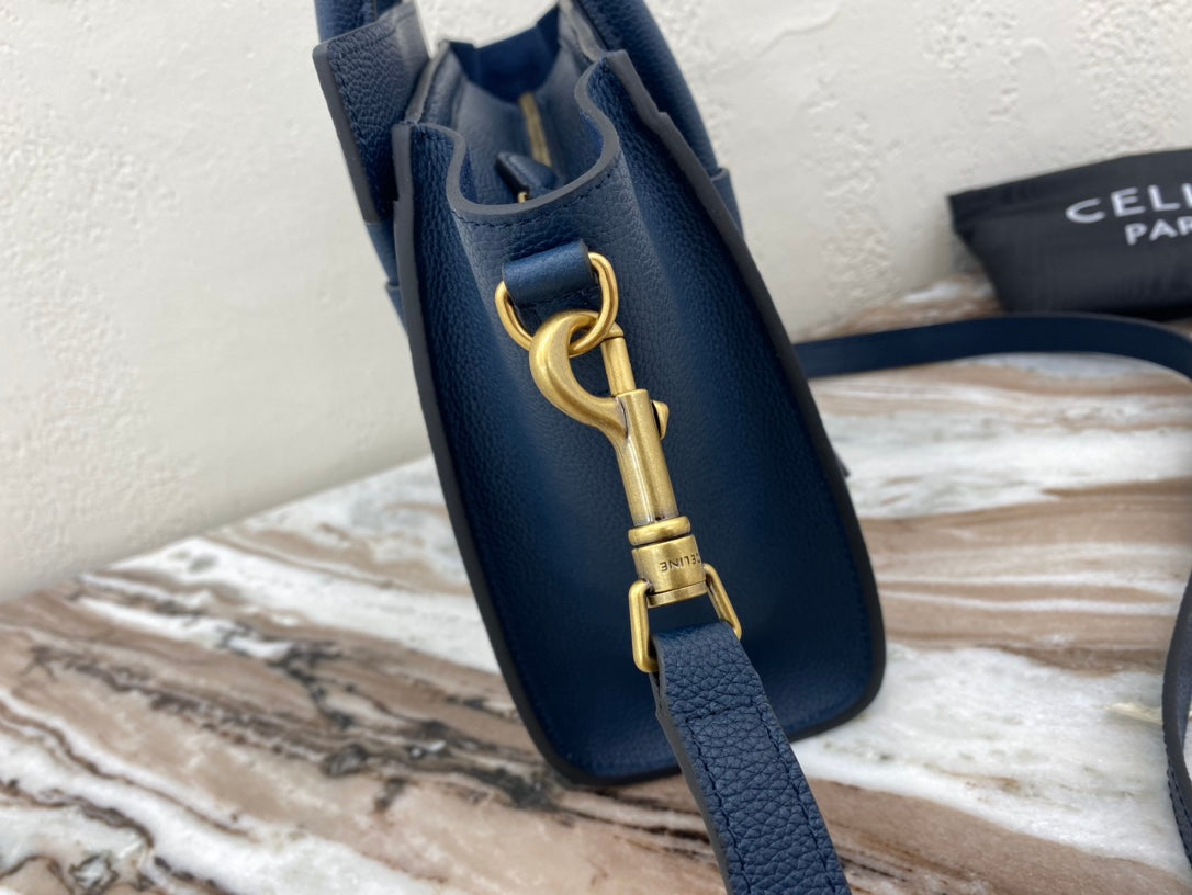 Top Quality Nano LuGucciage Bag In Drummed Dark Blue For WomLB 8in/20cm 