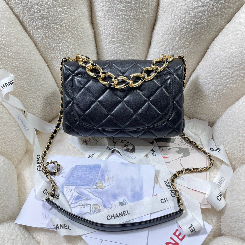 ChanelLarge GlamIap Bag Gold Hardware Black For Women Handbags, Shoulder Bags 9.1in/23cm AS3367