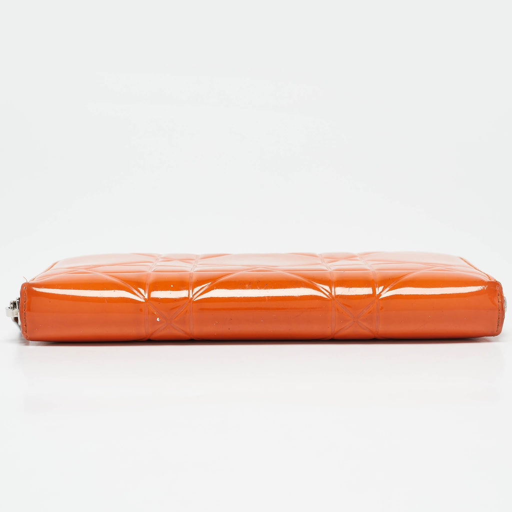 Dior Orange  Leather Lady Dior Zip Around Wallet