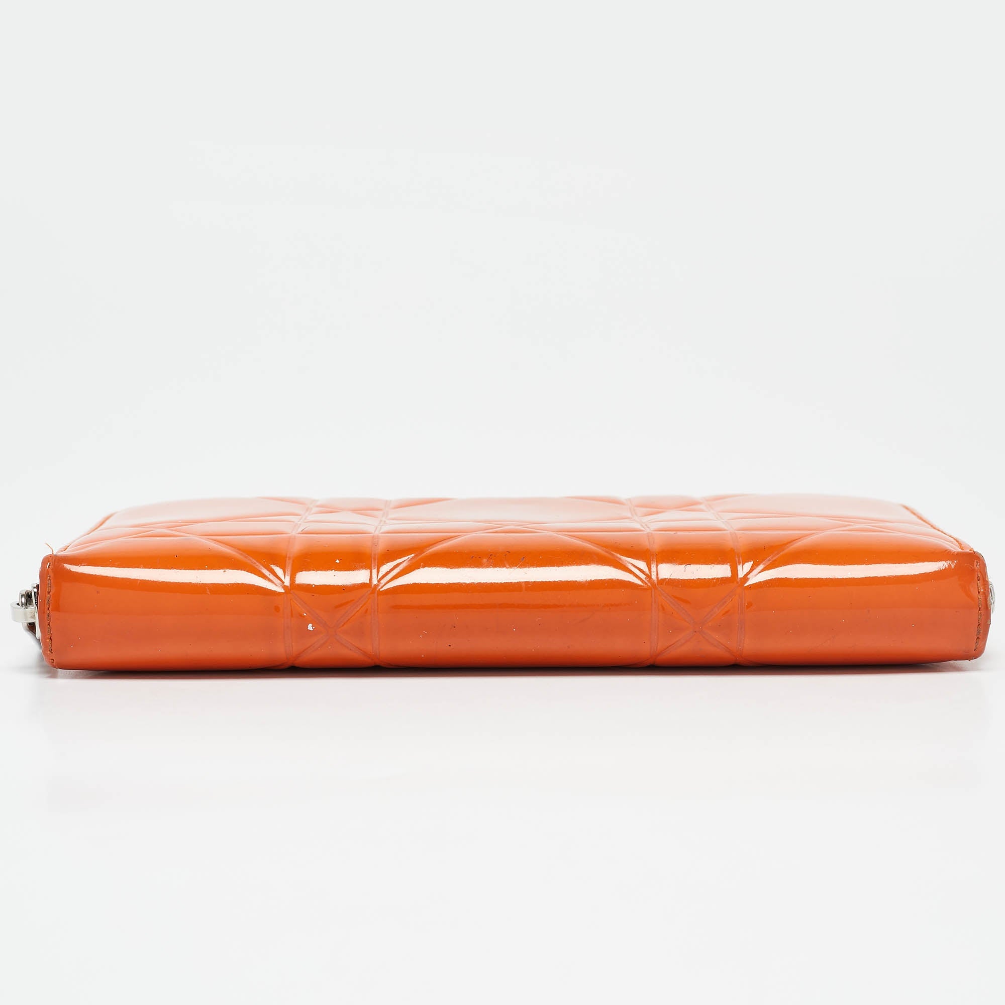 Dior Orange  Leather Lady Dior Zip Around Wallet