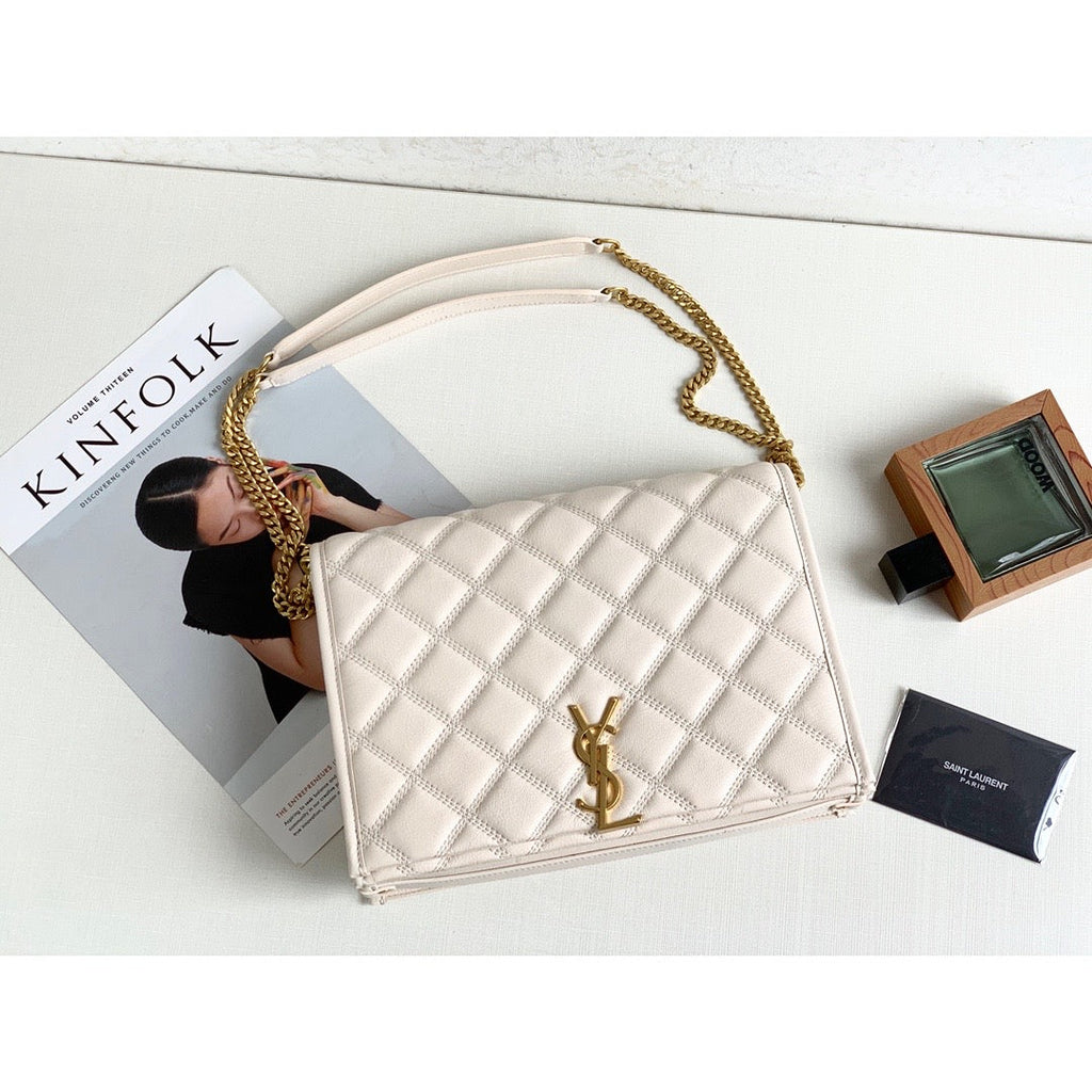 Saint Laurent Becky Small Shoulder Bag White For Women 10.5in/27cm YSL