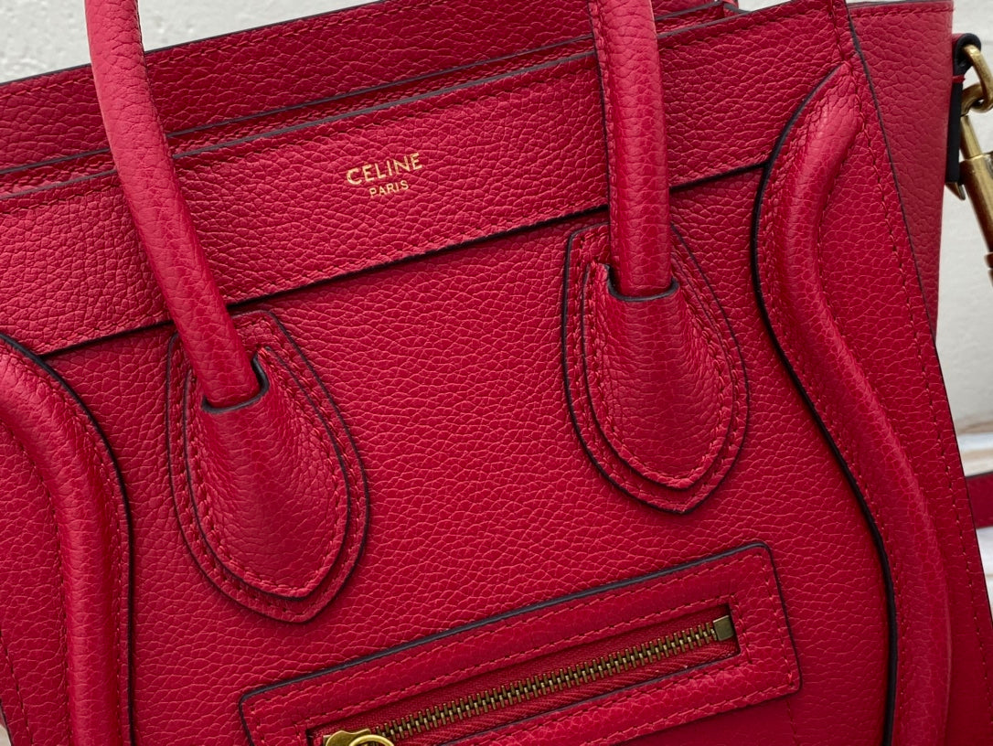 Top Quality Nano LuGucciage Bag In Drummed Red For WomLB 8in/20cm 