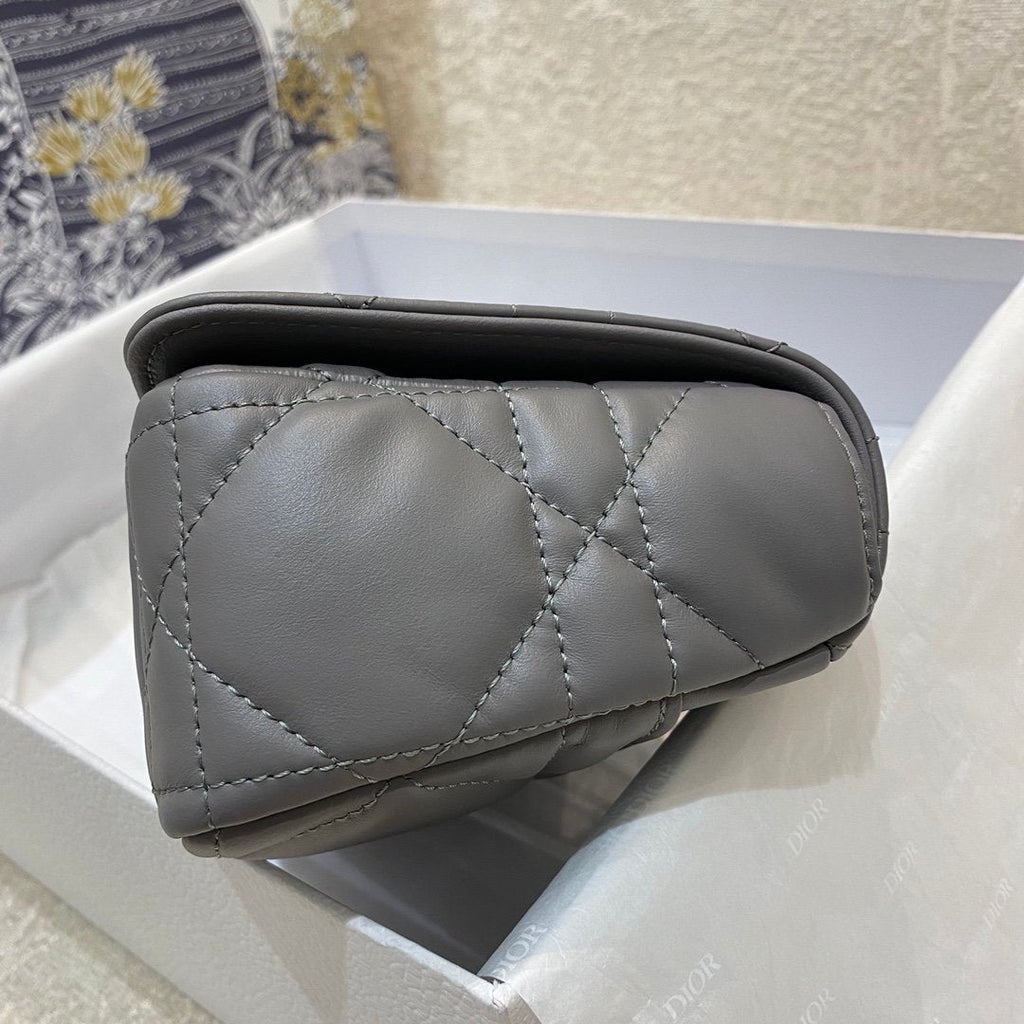 Dior Mini Caro Bag Gray Padded Macrocannage, Gray, For Women Women’s Handbags, Crossbody Bags, 20cm CD