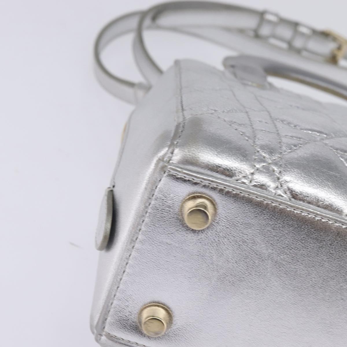 Christian Dior Lady Cannage Matelassé Silver Leather Bag (Pre-Owned)